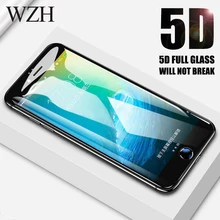 WZH 5D полное покрытие из закаленного стекла для iPhone 8 7 6 6 S Plus 5D Защитная пленка для экрана для iPhone 6 6 S 7 8 Plus защитное стекло