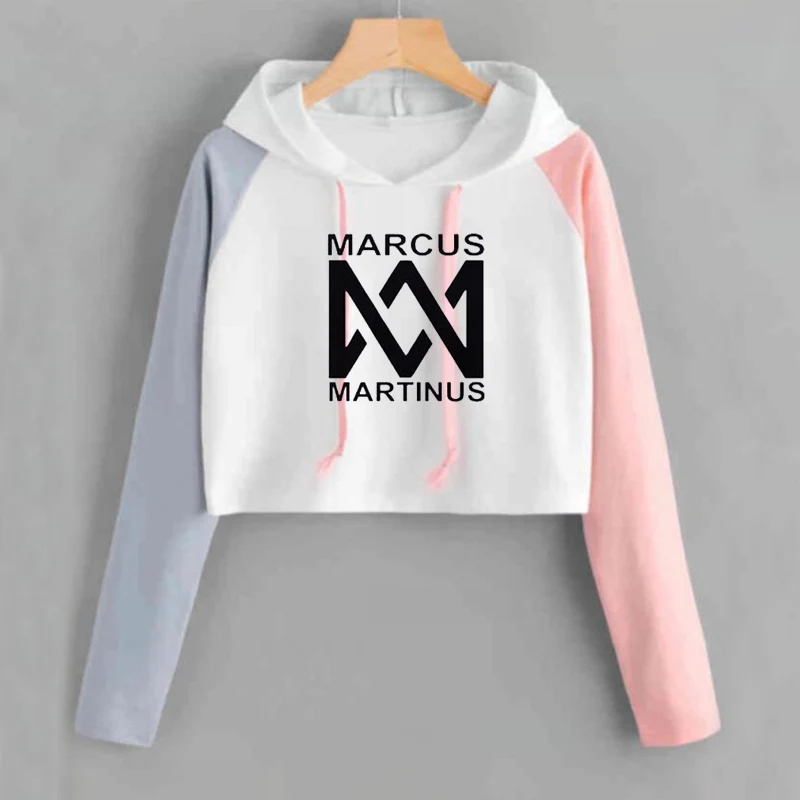  Crop Hoodie Women Marcus and Martinus Sweatshirt Casual Pink Short Tracksuit Long Sleeve Spring Aut