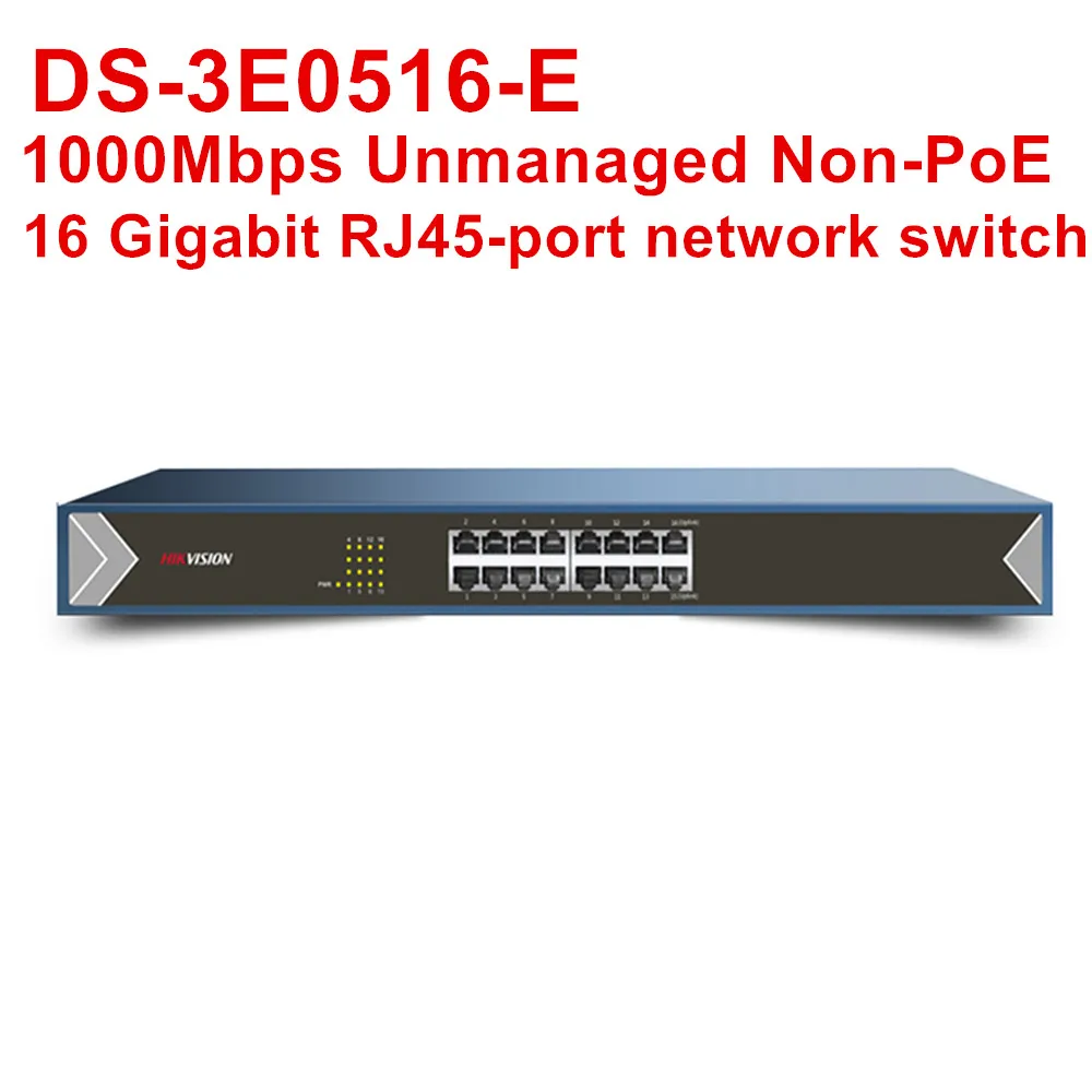 Гигабитный коммутатор Hikvision сеть неуправляемая не POE с 16 портами RJ45 1000