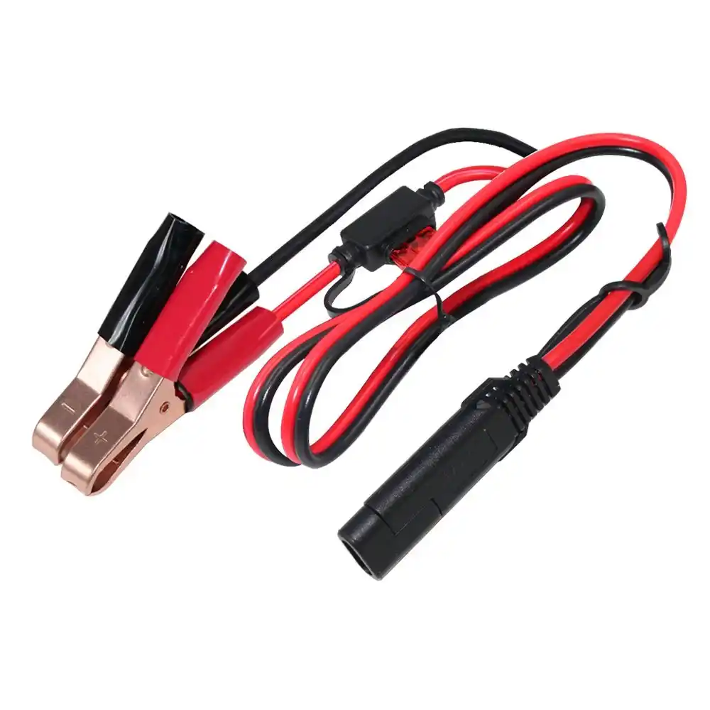 Battery Alligator Clip to SAE Connector Cord 3FT SAE 2-Pin Lug Quick Disconnect Cable SAE to Battery Clamp Cord Cable with 10A Fuse