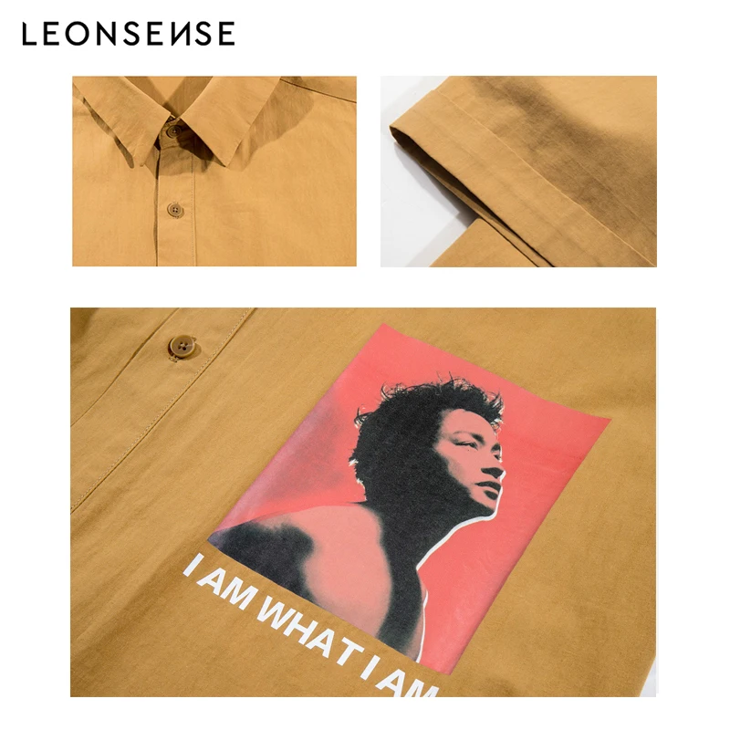 LEONSENSE короткий рукав мужская рубашка с принтом брендовая модная дизайнерская