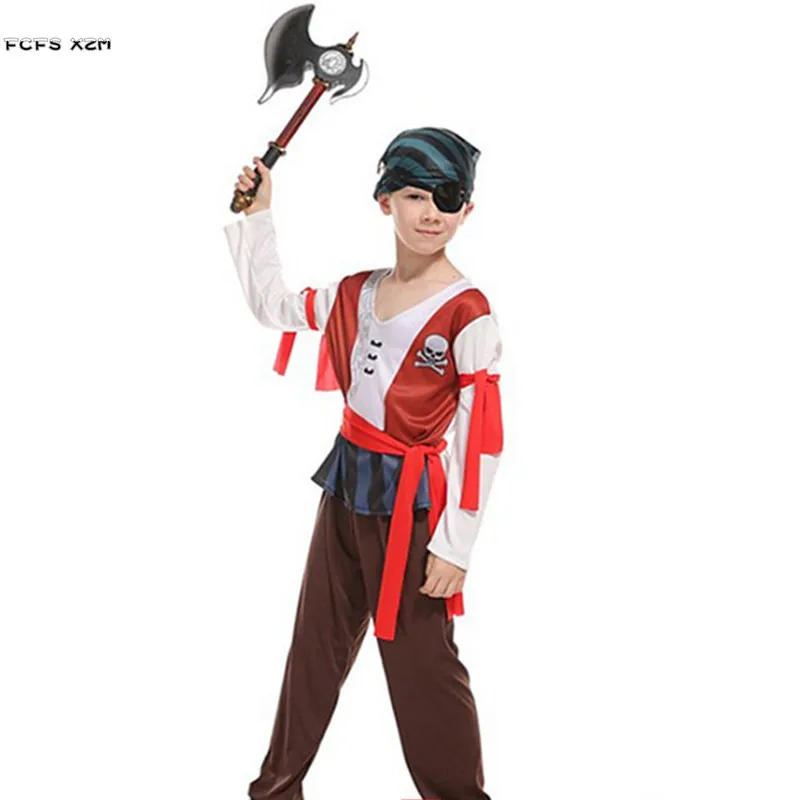 

Boys Seaman Pirates Cosplays for Kids Children Halloween Robber Warrior Costume Carnival Purim stage play Masquerade party dress