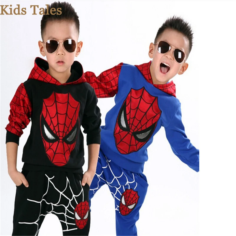 Одежда для детей весенне-осенний комплект одежды из 2 предметов для мальчиков костюм Человека-паука для маленьких мальчиков, комплекты одежды PR-007