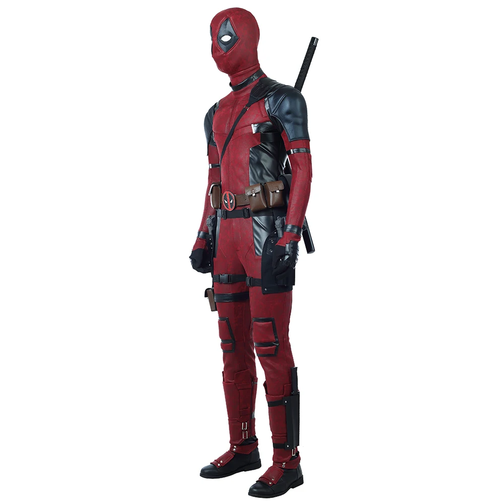 High Quality Deadpool 2 Costume Halloween Superhero Red Leather Deadpool Jumpsuit Deadpool Cosplay Costume