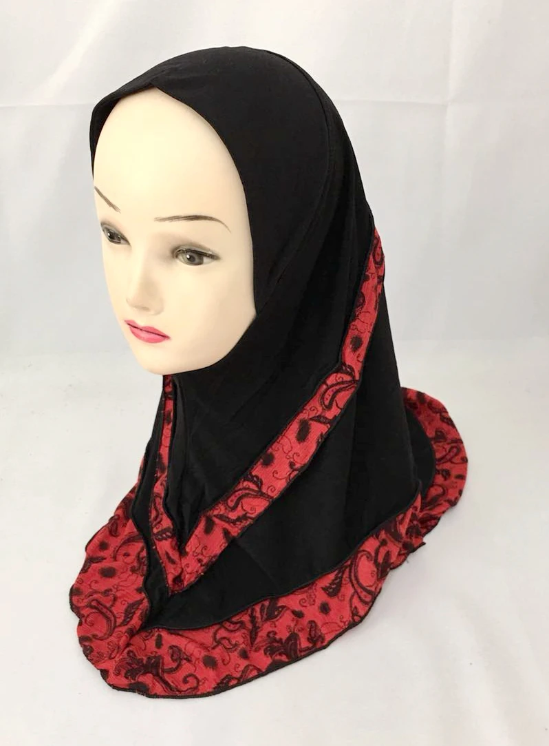 Модный детский мусульманский хиджаб с цветами для девочек, исламский шарф, арабские шали, головные уборы# GM0657-2