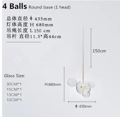 Современный из прозрачного стекла рисовый шар подвесной светильник для внутреннего ресторана Iluminacao Арт Деко подвесной светильник Хаббл-пузырь лампа с оттенками - Цвет корпуса: 4 balls