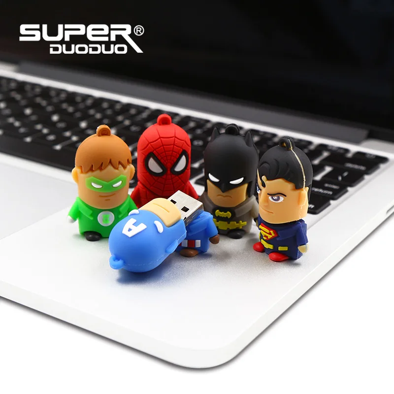 Superheros флеш-накопитель 4GB 8GB 16GB дешевый Usb флеш-накопитель 32GB 64GB мультяшный флеш-накопитель Бэтмен/Человек-паук/Капитан Америка memoria usb