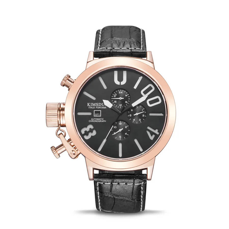 الرجال ساعة معصم الرجال أعلى العلامة التجارية الفاخرة KIMSDUN تشتهر الذكور الساعة الميكانيكية ووتش عالية الجودة ساعة يد جلدية Relogio