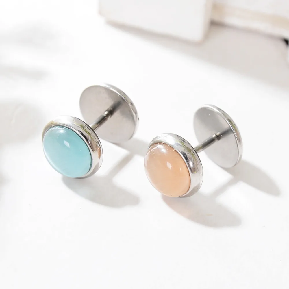 1Pcs Internal Thread Zircon Ball Stone Labret Monroe Lip Stud Ring Opal