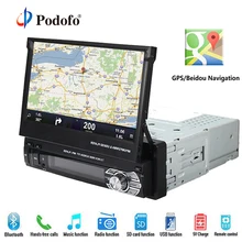Podofo Car Radio GPS Navigation Car Stereo Bluetooth Autoradio 1 din DVD Player 7″ HD Retractable Touch Screen Rear View Camera