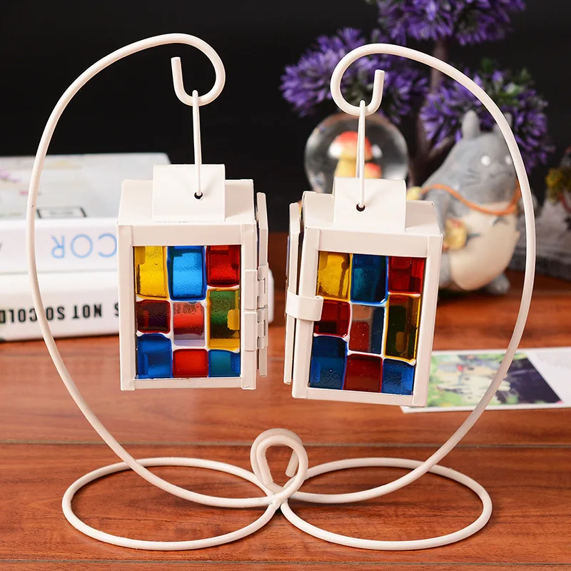 

Retro Iron Moroccan Style Party Candlestick Colorful House Candle Holder Candlestick Lamp Light Home Decor Sconce Candle Lantern
