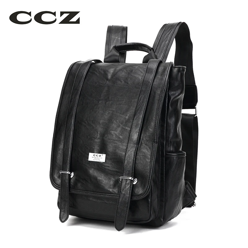

CCZ New Arrival Fashion Backpack Men Backpack PU Leather Shoulders Bag For Women Preppy Style 14 Inch Laptop Backpack BK8025