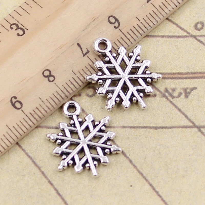 

10pcs Charms snowflake snow 19x15mm Tibetan Silver Plated Pendants Antique Jewelry Making DIY Handmade Craft