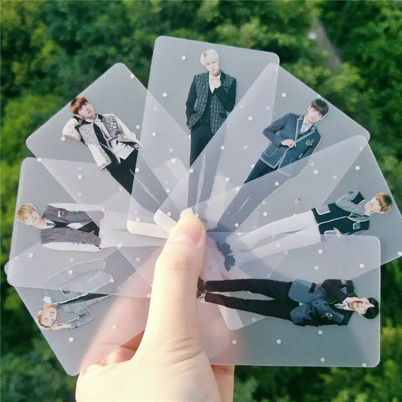 

PCMOS 8pcs/Set Kpop BTS PVC Transparent Photo Card Bangtan Boys JUNGKOOK Jimin J-Hope Fanmade Lomo Card Armys Gift Collection