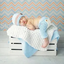 Шапочки для новорожденных, новорожденное детское изделия кроше шляпа и брюки комплект для младенцев kintting фотография Prop szie: 0-1 м, 3-4 м