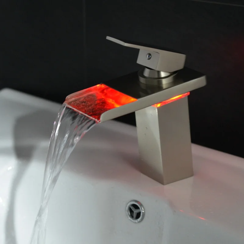 BECOLA матовый Никель воды Мощность светодиодный смеситель для умывальника
