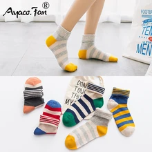 Женские носки ярких цветов, лето-осень, новые милые тонкие хлопковые носки в полоску для девочек и женщин, 5 пар/партия