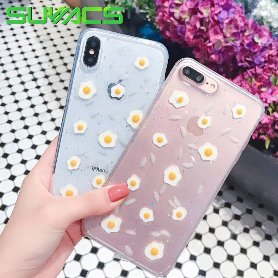 

SUYACS Phone Case For iPhone 6 6S 7 8 Plus X XS MAX XR Eggs Teenage Style Transparent Soft TPU Phone Fundas Shells Coque Bag