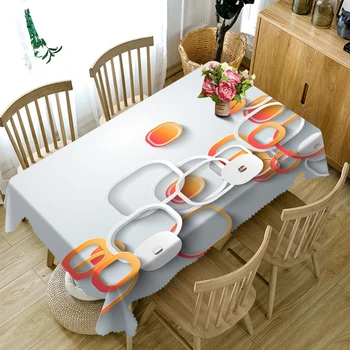 

3D Tablecloth Yellow Geometric Circle Pattern Polyester Dustproof Table cloth Christmas Dinner Decoration Table Cover