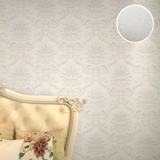 New White Paintable Textured Wallpaper Non Woven Modern Clic New White Paintable Textured Wallpaper Non Woven Modern Clic European Embossed Damask Wall Paper For Ceiling Living Room