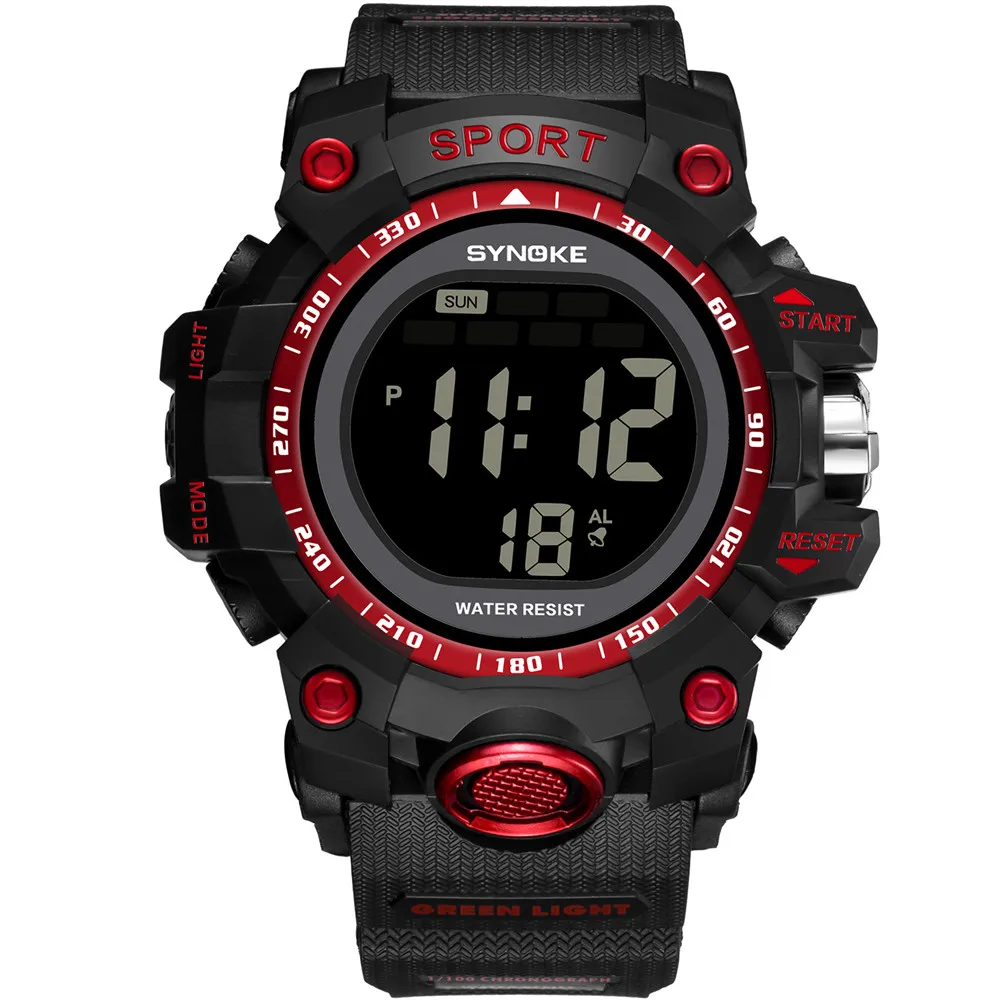 Multi Function Large Dial Shock Outdoor Watches Men Digital LED 50M