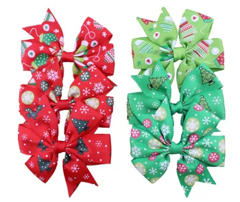 

12Pcs 6Colors 8cm High Quality Christmas Grosgrain Ribbon Bow Hair Clip Kids Hair Bow With Clip Hairpin Hair Accessories