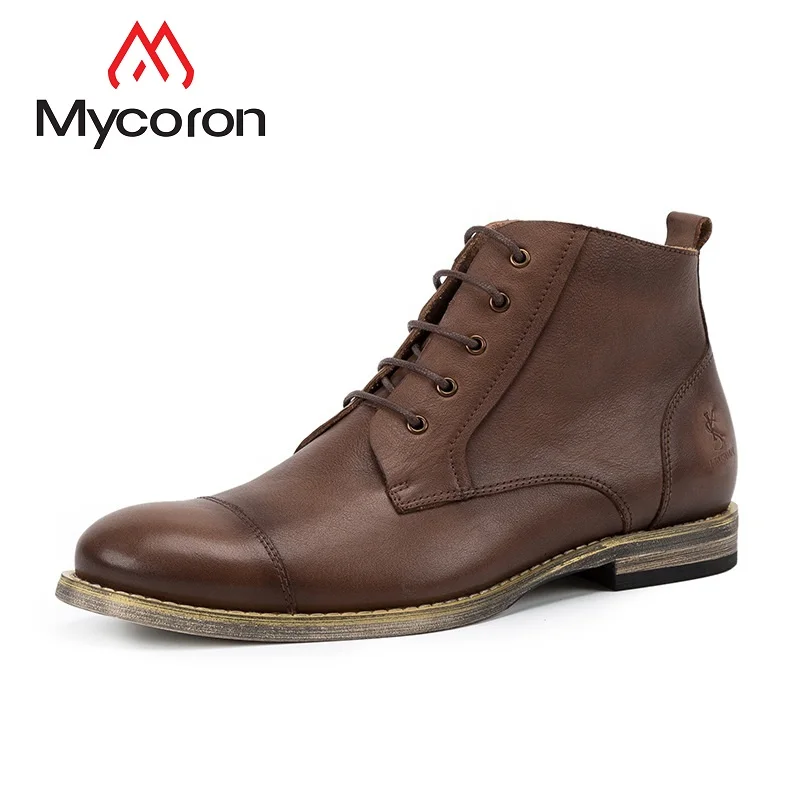 

MYCORON 2018 New Keep Warm Winter Shoes Men High Quality Leather Casual Shoes Working Fashion Men Boots Scarpe Uomo Invernali