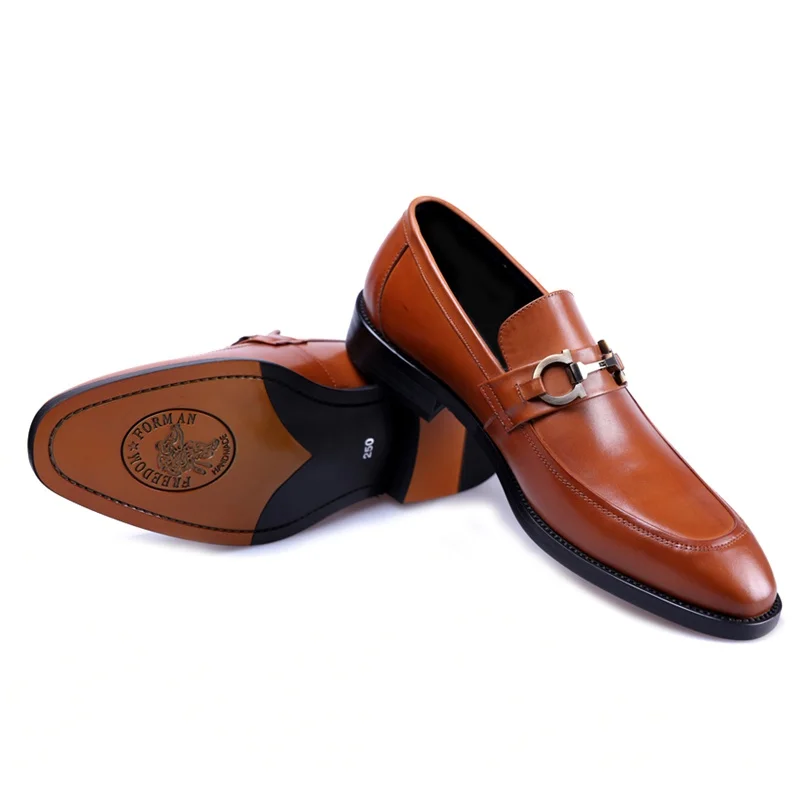 Kappe Qualität Runde Trim Schwarzes Aus Schuhe Casual Mann Hohe Leder Büro Designer Metall Männer Faulenzer Js184 brown Echtem Komfortable FzdH7q