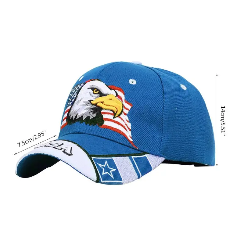Unisex Patriotic American Flag Eagle Baseball Cap USA 3D Embroidery Army Tactical Hip Hop Snapback Cap Outdoor Adjustable Sunhat