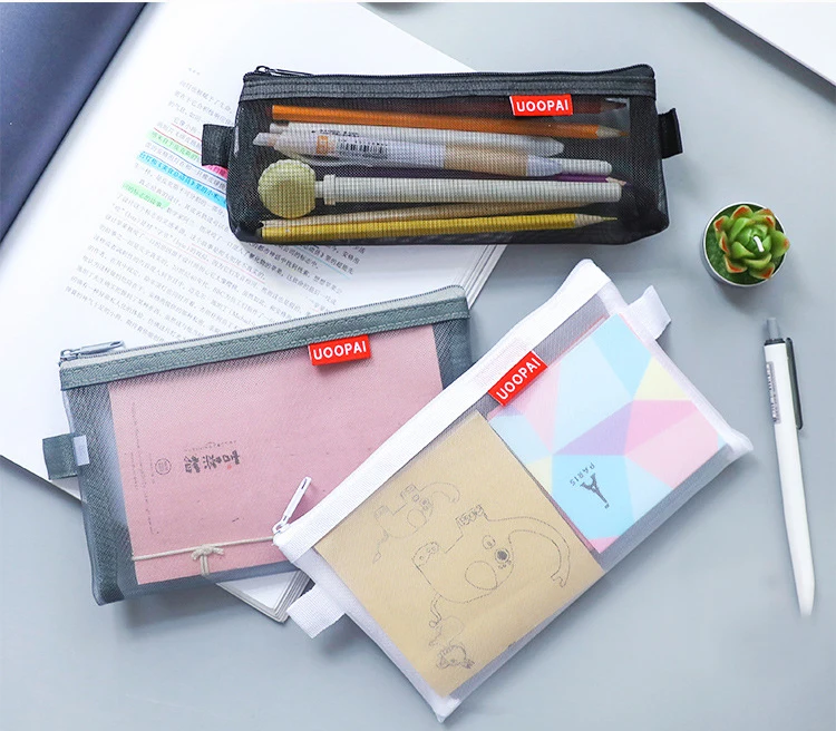 MaoTu простой, Прозрачный нейлон карандашом мешок карман держатель Косметика для макияжа молнии чехол школьные принадлежности