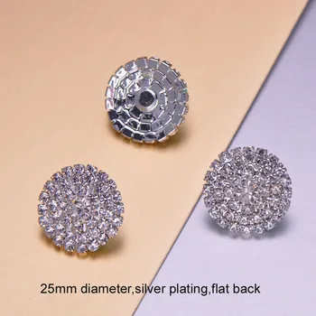 

(M0445) 25mm rhinestone embellishment in silver or gold plating ,flat back