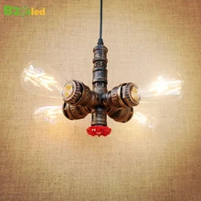 Retro Style Loft Industrial lamp Pendant lights Fixtures Lampen Water Pipe Rustic Vintage Light LED Edison bulb Lampara Colgante retro loft style water pipe lamp edison pendant light fixtures vintage industrial lighting for dining room hanging lamparas