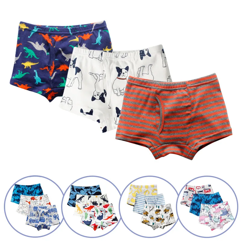 

3 Pcs/pack Boys Boxers Cotton Kids Baby Clothes Cartoon Dinosaur Print Panties Boy Underwear Pants Teen Underwear Shorts 3 5 10Y