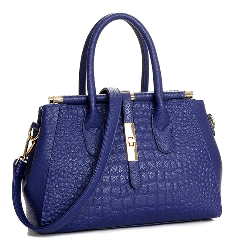 Women Genuine Leather handbags  Europe and the United States fashion cross section embossed crocodile pattern shoulder bags