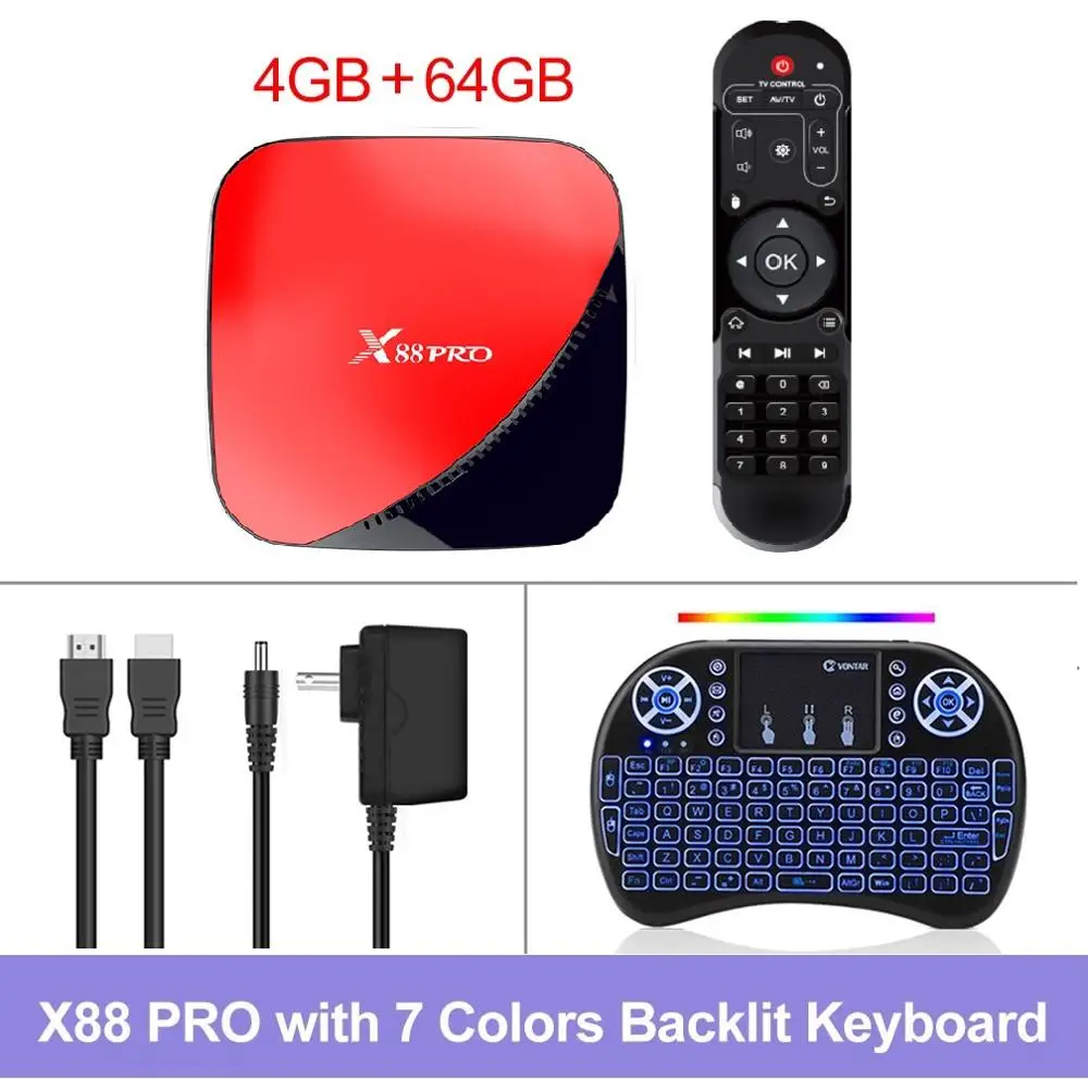 X88 PRO Smart tv BOX Android 9,0 4 Гб 128 ГБ 32 ГБ 64 Гб Rockchip RK3318 четырехъядерный wifi 4K Google Play YouTube медиаплеер 2 Гб 16 Гб - Цвет: 4GB 64GB Backlit key