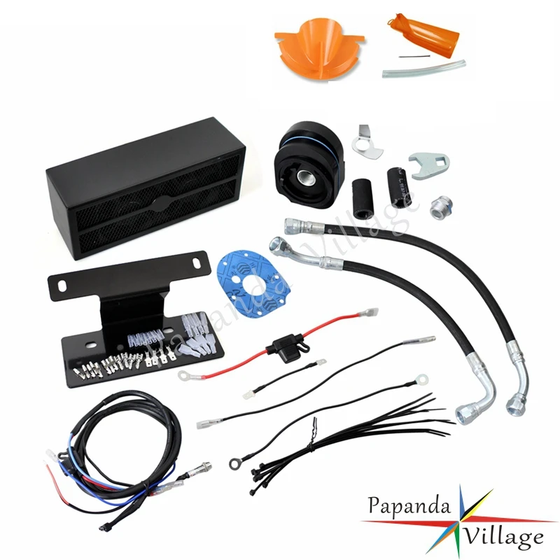 

Papanda Black Motorbike Reefer Full Oil Cooler Fan Assembly Cooling System for Harley Touring 2009-2016