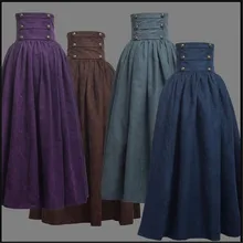 Saia medieval elegante e sólida, fantasia renascentista na cintura, vintage, balanço, plissada, com comprimento no joelho