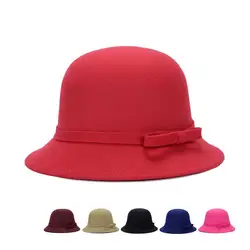 Популярные женские шляпы осенние и зимние теплые шапки модные элегантные В Полоску Шапочка с бантиком женские
