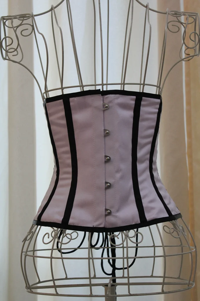Black Striped Steel Boned Pink Underbust Waist Slimming Corset Cincher