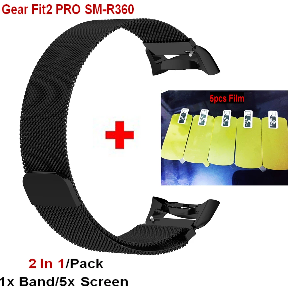 

2 In1 Wrist Bands For Samsung Gear Fit2 Fit 2 Pro Bracelet Strap Wristband + Screen Protective film For Gear Fit2 pro Watch Band