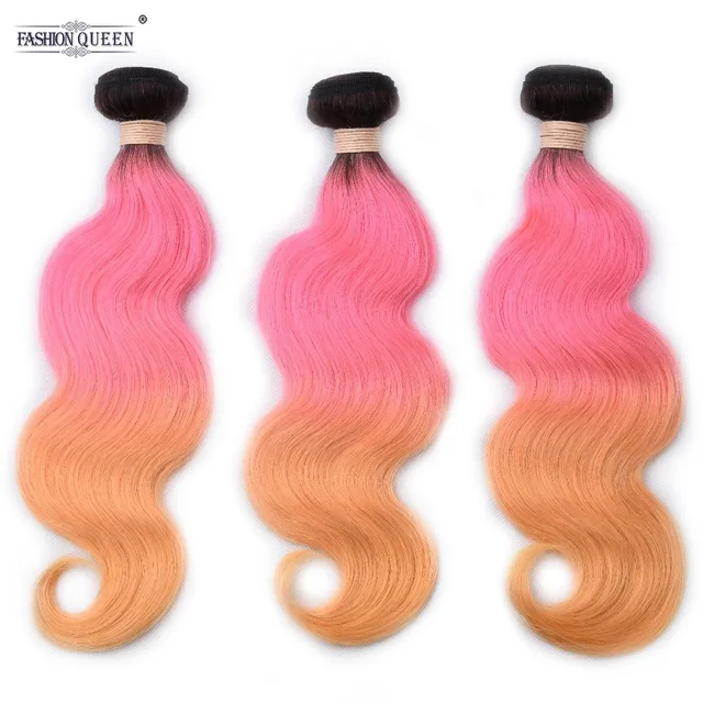 Brazilian Hair Weave Bundles Colored 1b Pink Orange Ombre Body Wave Brazilian Hair Weave Bundles Colored 1b Pink Orange Ombre Body Wave 100 Huma Extension