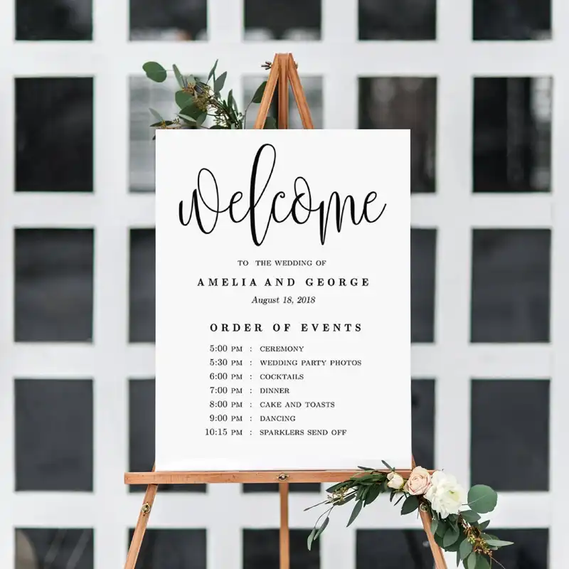 Wedding Welcome Order Of Events Sign Personalized Canvas Painting