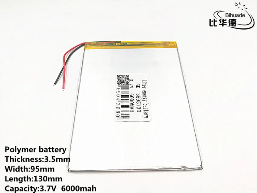 5pcs/lot Good Qulity Large Capacity 3.7v 3595130 6000 Mah Each Tablet