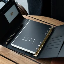 A5 a6 luz de negócios de escritório de luxo de alta qualidade reunião solta folha fichário espiral caderno 6 buraco fivela de metal agenda planejador