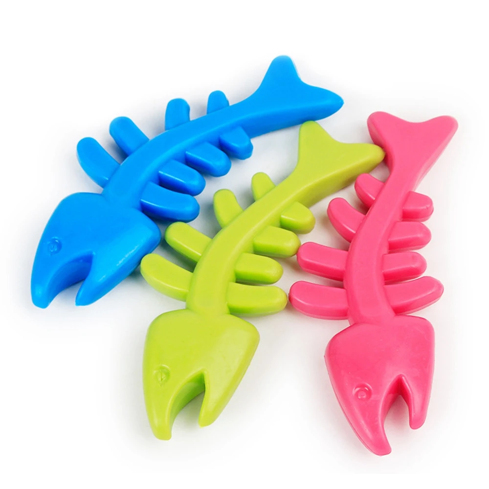 Fish Bone Pet Dog Chew Toys Safe Rubber Molar Tooth Puppy Cat Toys