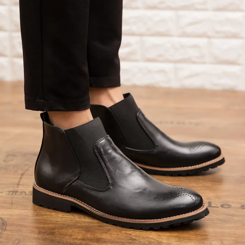 Black Bottes Hommes Mâle 38 Pinsv Cheville Taille En Richelieu Cuir Masculino Sapato Printemps 46 Chelsea brown Chaussures Noir wIaqCx4Hn