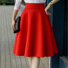 Плюс Размеры Империя одноцветная юбка бальное платье плиссе Для женщин женские Юбки для женщин Jupe Femme Falda de las Mujeres