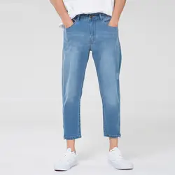 Популярные 2019 Весна новое поступление Прямые мужские джинсы повседневные ботильоны длина