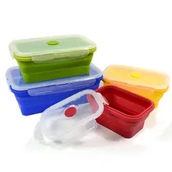 Портативный контейнер для ланча кремния складной печь bento box набор посуды Складной пищевой container-Z0099