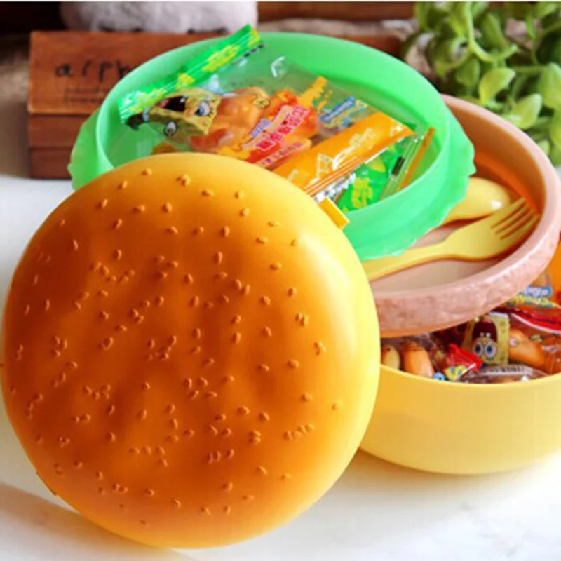 

1 PCS Hamburger Shape Round Lunchbox Tableware Dinnerware Food Container Bento for Children HHY1